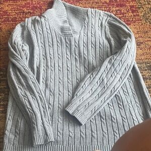 Croft & Barrow Light Gray Cable Knit Turtleneck Sweater
